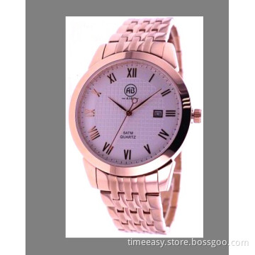 Stainless Steel Watch with Rose Gold Plating